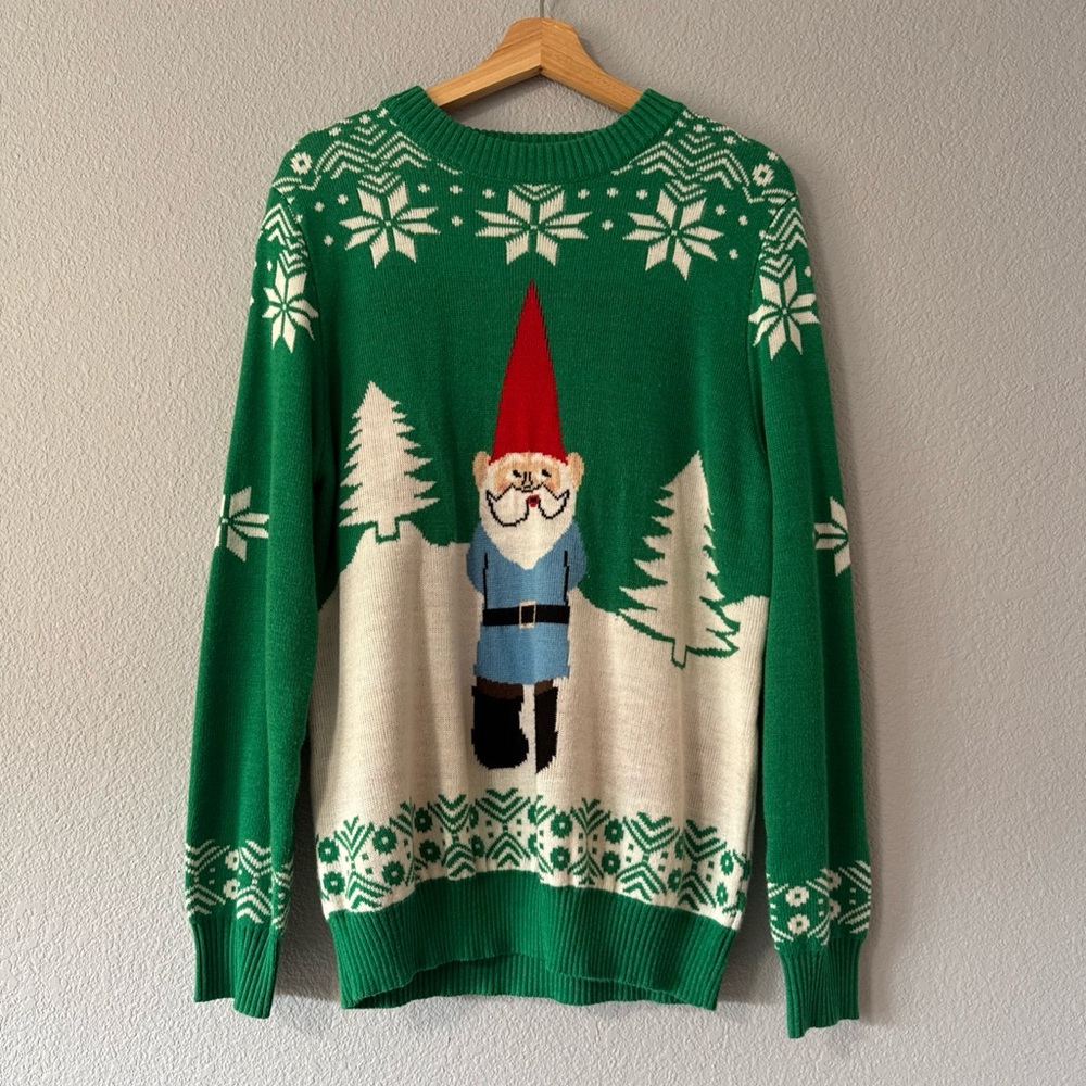 Tipsy Elves Ugly Santa Gnome Christmas Sweater Unisex Large